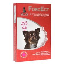 ФорсЕкт краплі для собак та цуценят 1,5-4 кг, 0,8 мл 1 піпетка — протипаразитарні краплі від бліх та кліщів ФорсЕкт краплі для собак та цуценят 1,5-4 кг, 0,8 мл 1 піпетка — протипаразитарні краплі від бліх та кліщів